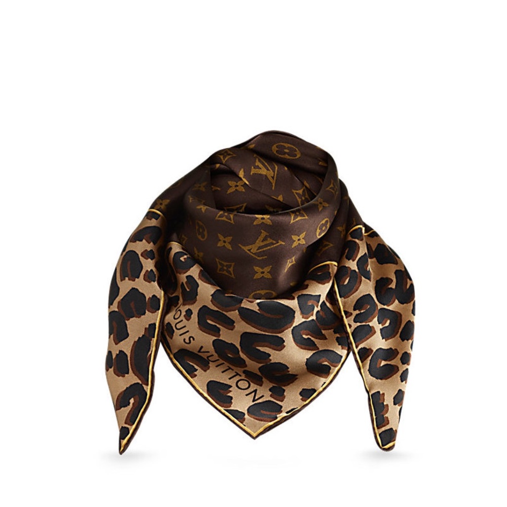New Louis Vuitton Scarf Leopard Print Monogram Flower Silk Wrap - Picture 16 of 16